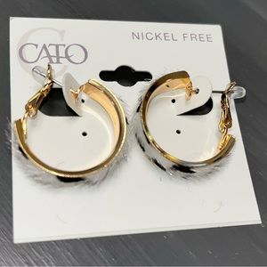 Brand New Cato animal print gold hoop earrings